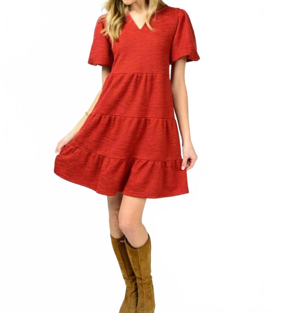 NEW IVY JANE road knit dress in brick red